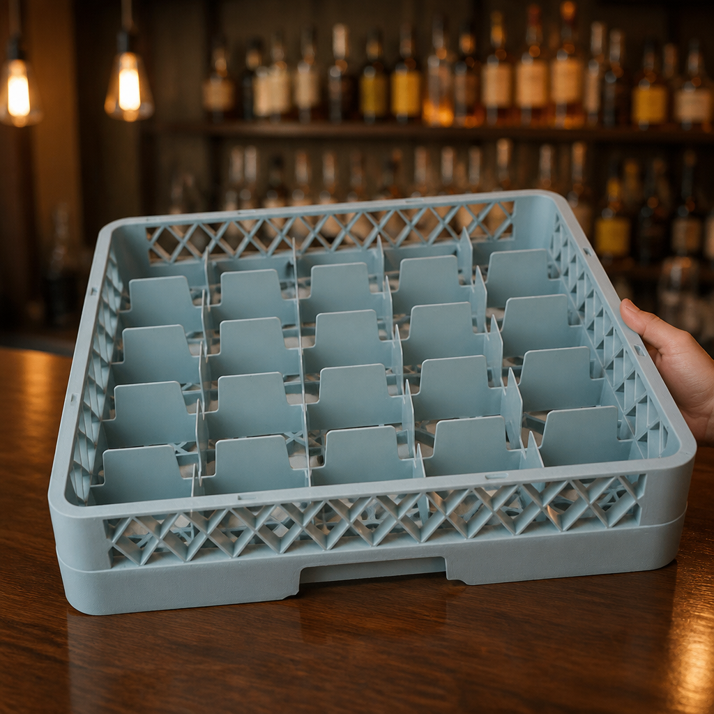 Commercial Glass Rack with 25 Compartments for glassware storage
