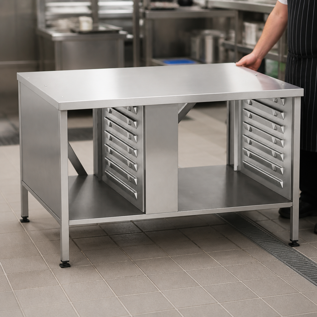 Commercial stand for 6-2/1 and 10-2/1 cooking systems