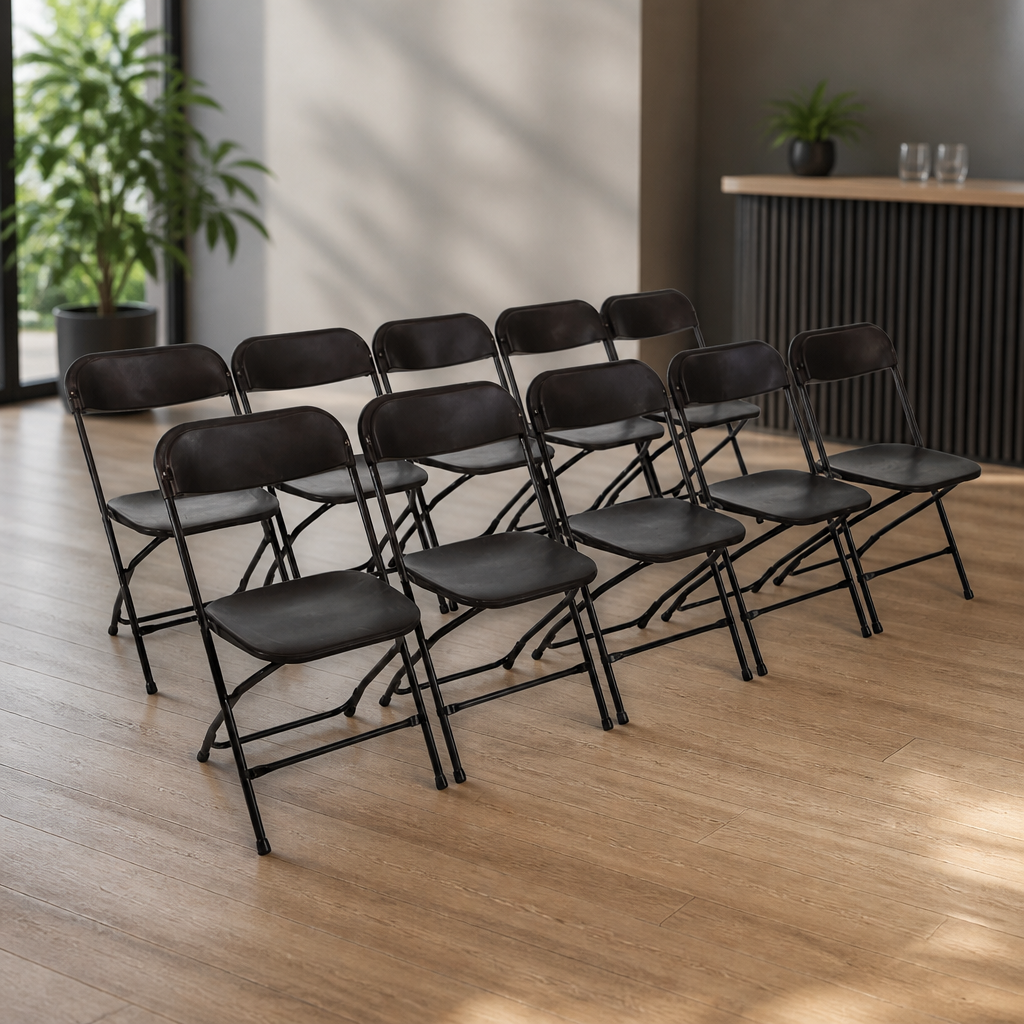 Commercial Folding Chairs Black 10 Pack Lightweight Stackable