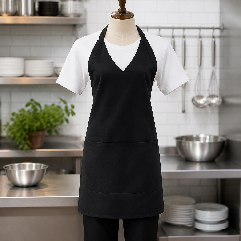 Commercial Staff Apron Black 700mm x 840mm Lightweight Poly Cotton