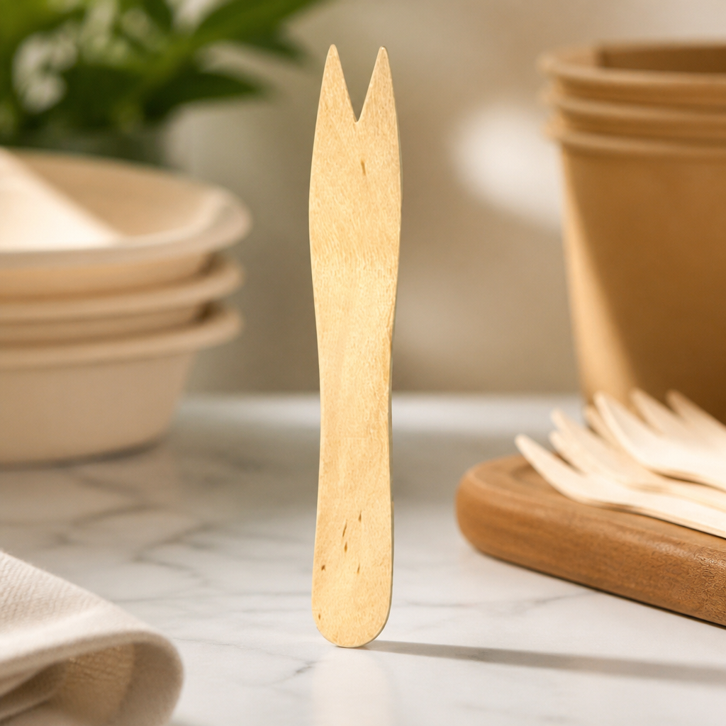 Compostable Wooden Chip Forks 1000 Pack Catering Cutlery