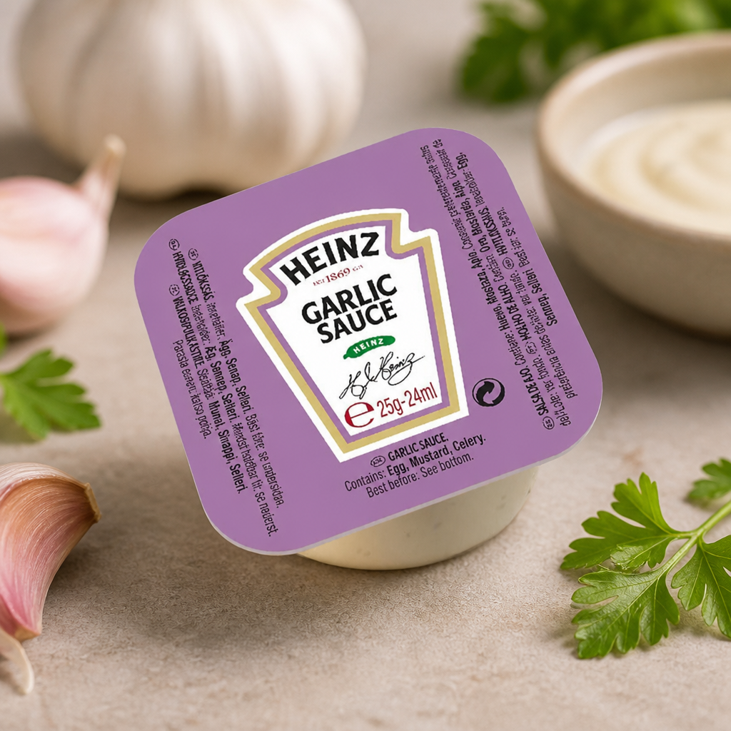 Commercial Garlic Sauce Dip Pots 25ml - 100 Pack