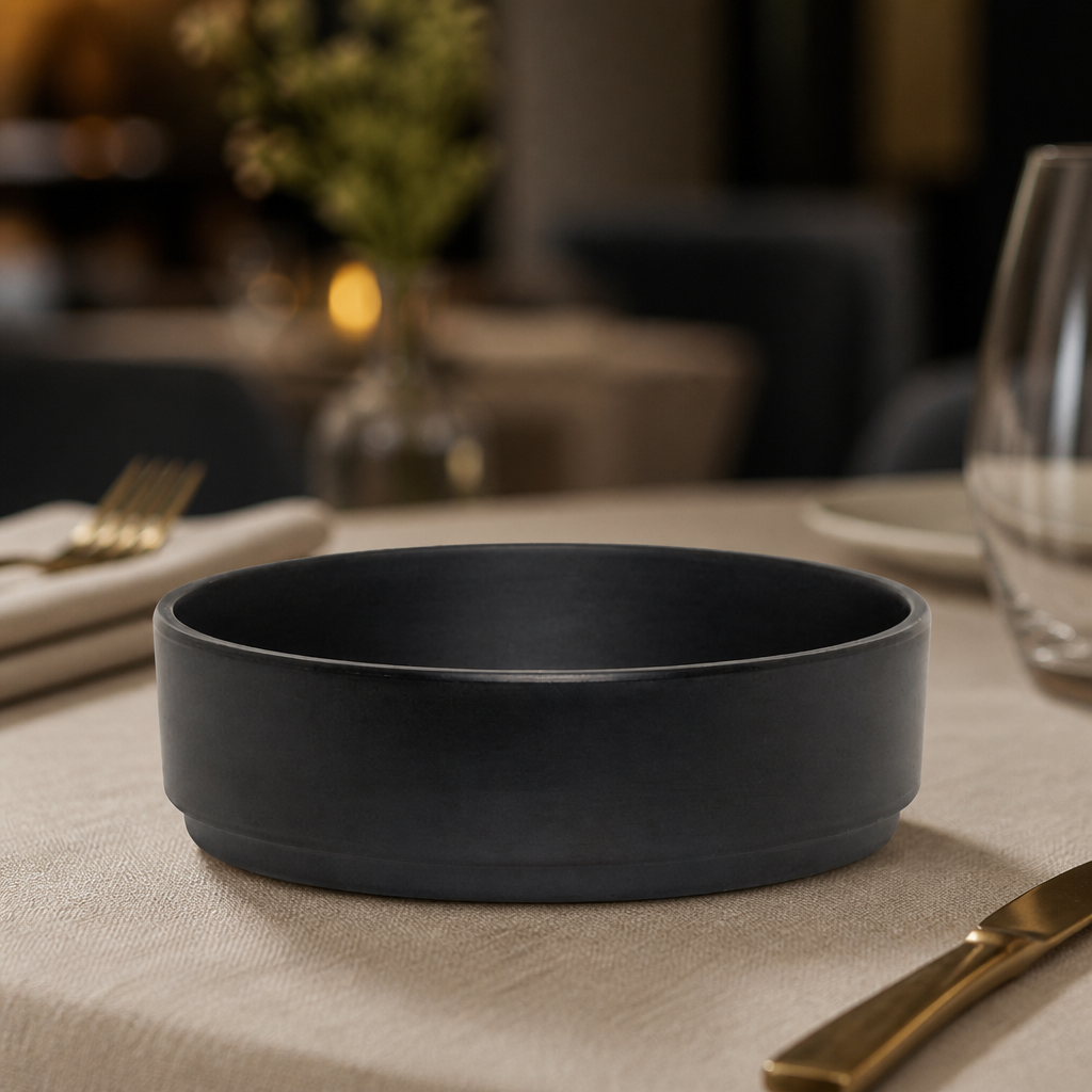 Black Stack Bowls 159mm Dia 48mm H 590ml (6 Pack) (Direct)