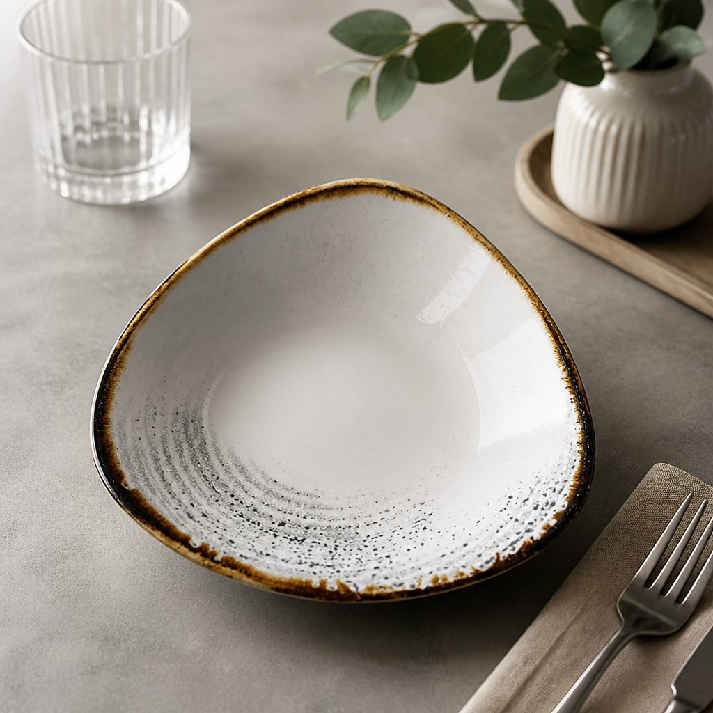 Commercial Ceramic Triangle Bowls 185mm - 12 Pack