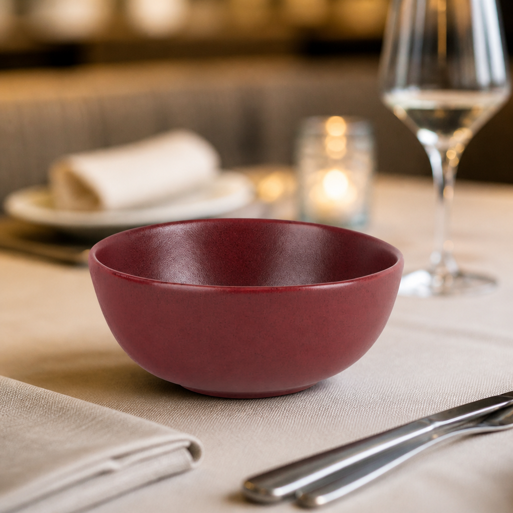 Commercial Deep Soup Bowls Red 155mm Stoneware 6 Pack