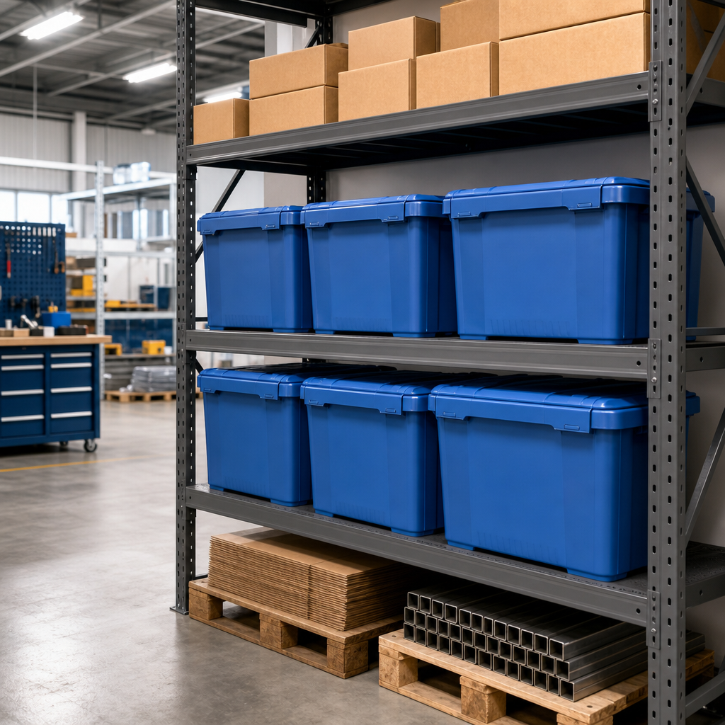60L Blue Attached Lid Storage Container