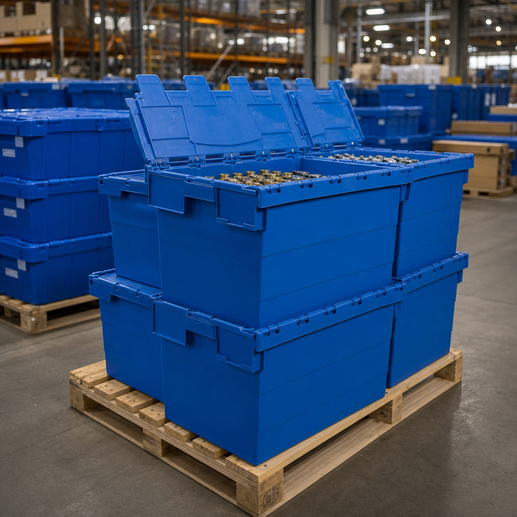 60L Blue Attached Lid Storage Container