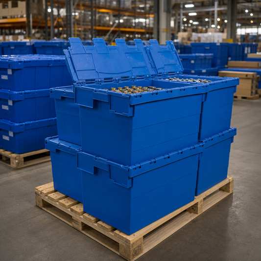 60L Blue Attached Lid Storage Container