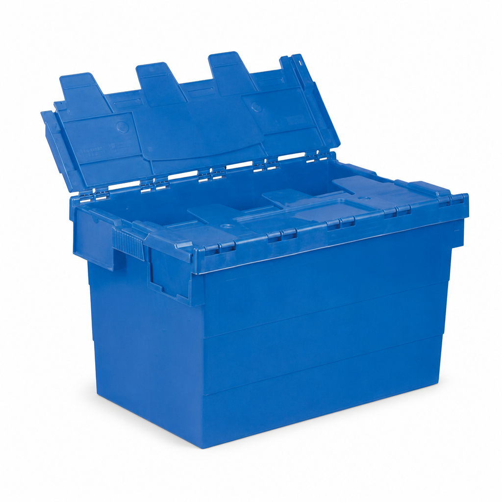 60L Blue Attached Lid Storage Container