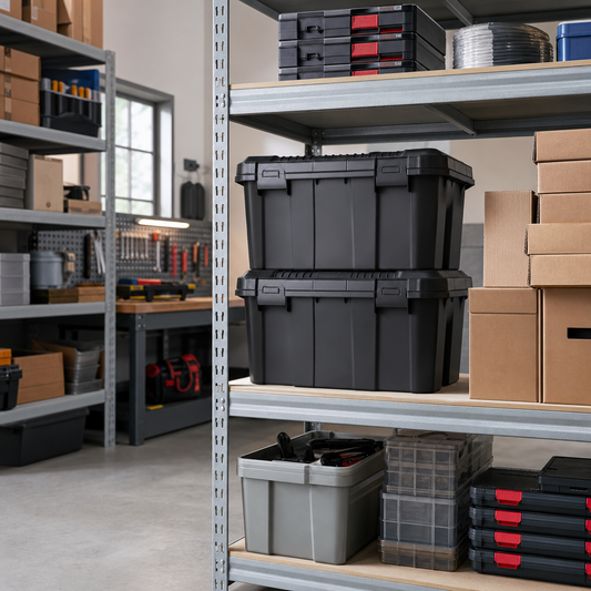 60L Heavy Duty Plastic Storage Boxes with Secure Lids – Pack of 2