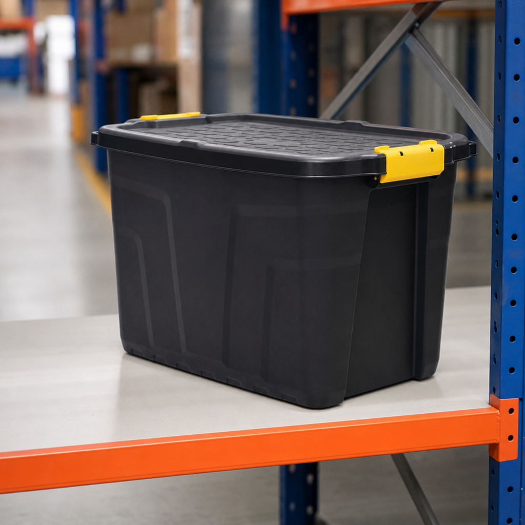 60L Heavy Duty Plastic Storage Boxes with Secure Lids – Pack of 2