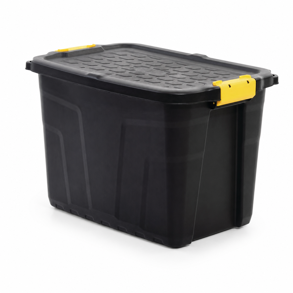 60L Heavy Duty Plastic Storage Boxes with Secure Lids – Pack of 2