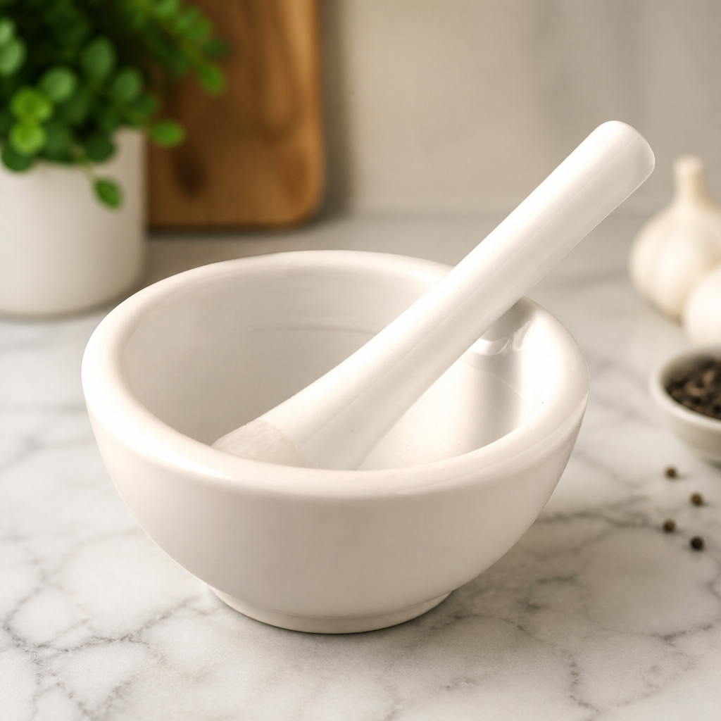 Commercial 4.5" Porcelain Pestle And Mortar For Herbs And Spices