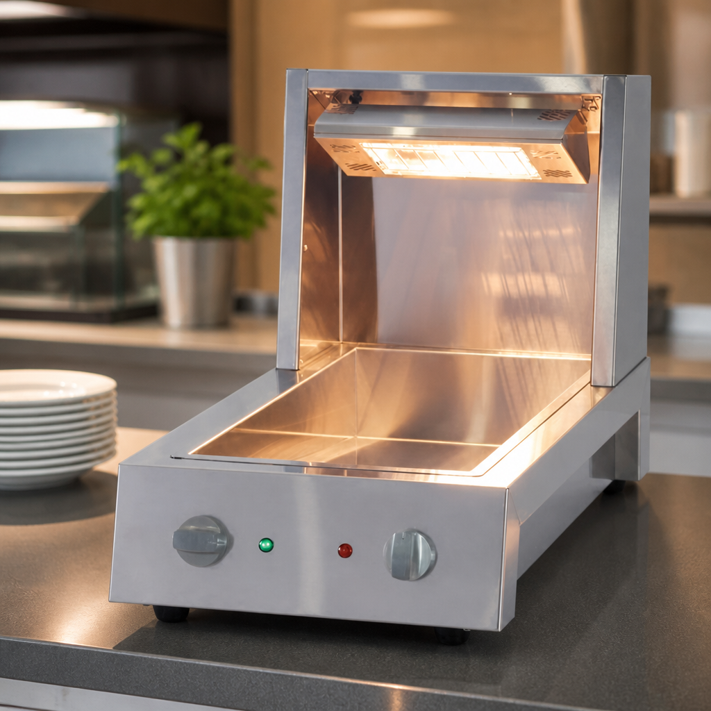 Commercial Chip Warmer with Sloping Tray for Perfect Fries