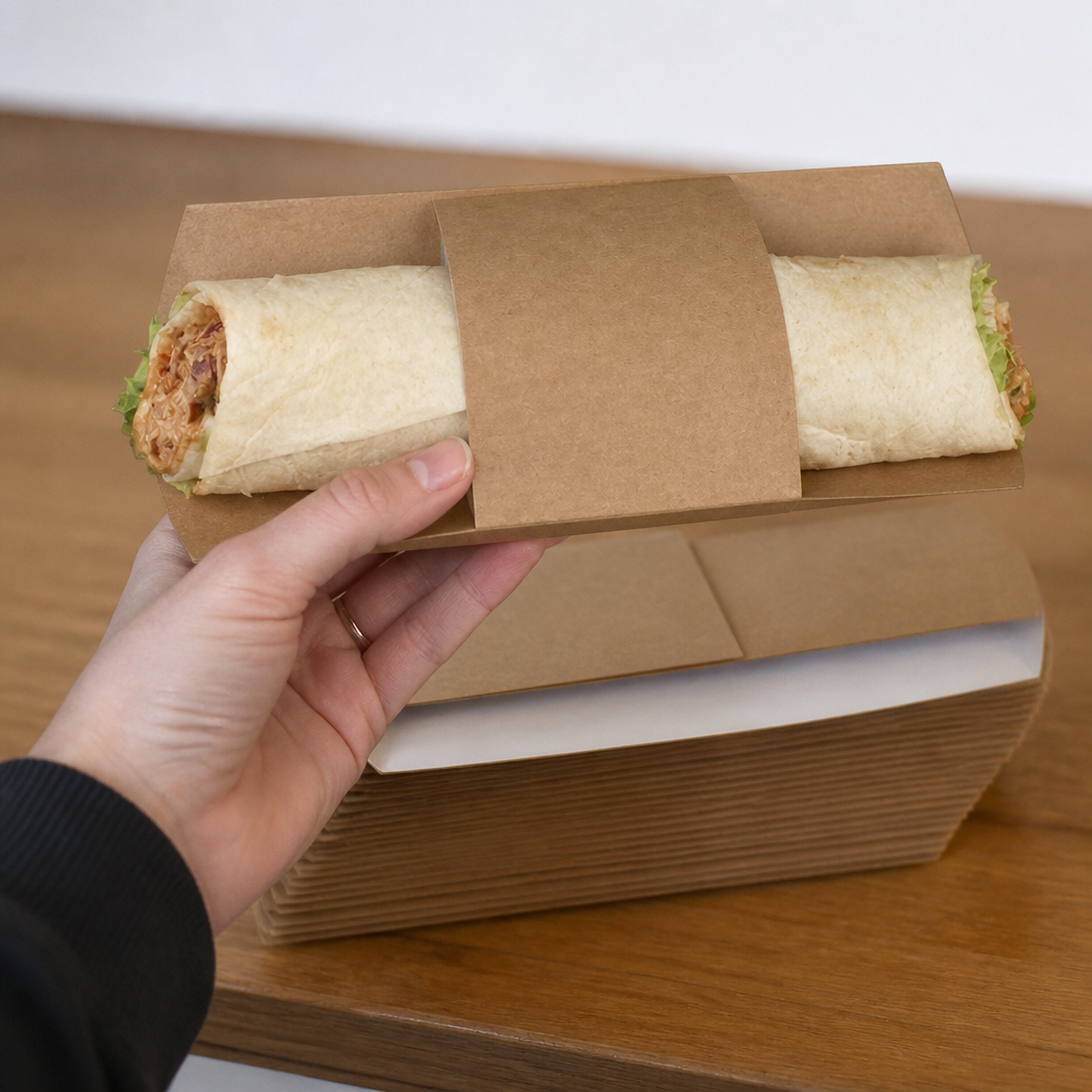 Compostable Kraft Tortilla Sleeves 225x103mm in a pack of 1000