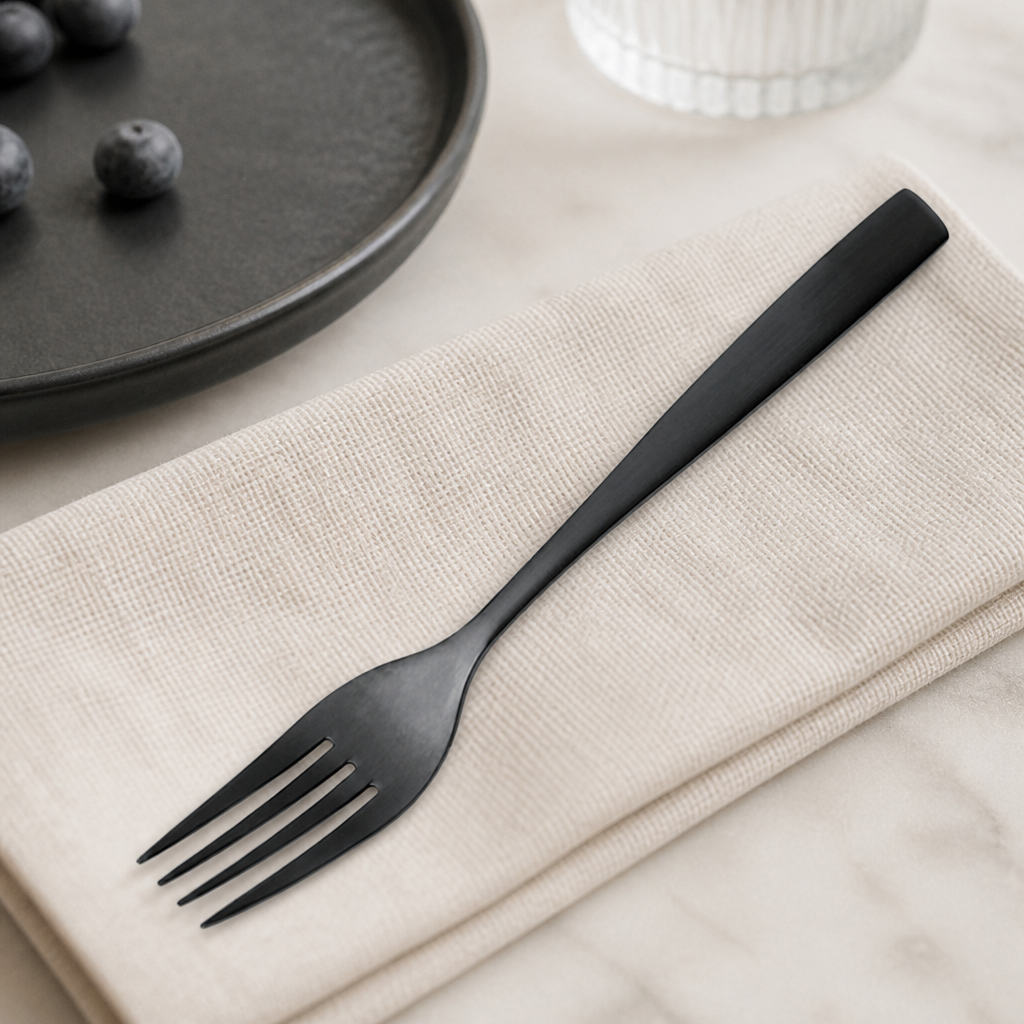 Commercial Black Dessert Forks 12 Pack Stainless Steel Cutlery