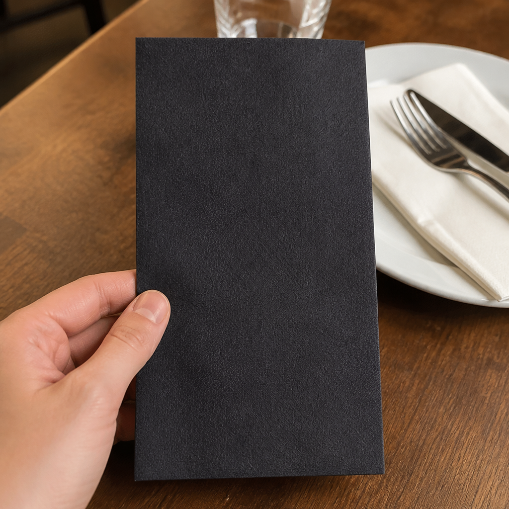 Commercial Recyclable Black Paper Napkins 33x33cm 2-Ply 2000 Pack