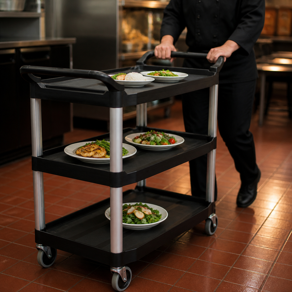 Commercial Utility Trolley 135kg Capacity Black Polypropylene