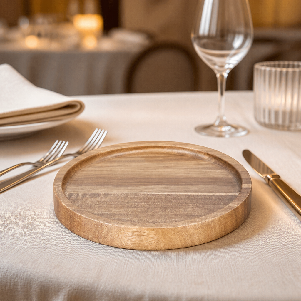 Commercial Acacia Round Plate 150mm Wooden Dinnerware