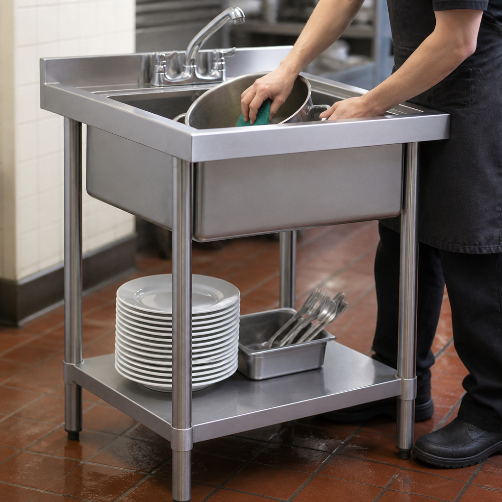 Stainless Steel Midi Pot Wash Sink 610mm with Undershelf