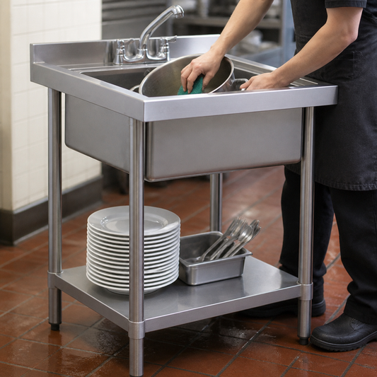 Midi Pot Wash Sink 610mm with Undershelf and Upstand