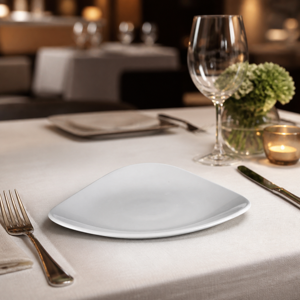 Commercial Triangle Plates 266mm Porcelain 12 Pack