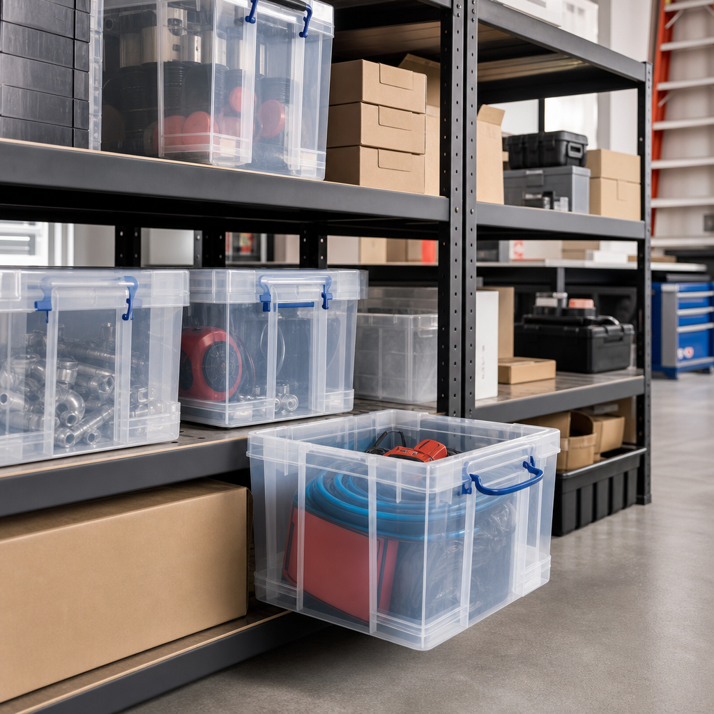 62 Litre Clear Nestable Clip Lock Storage Box