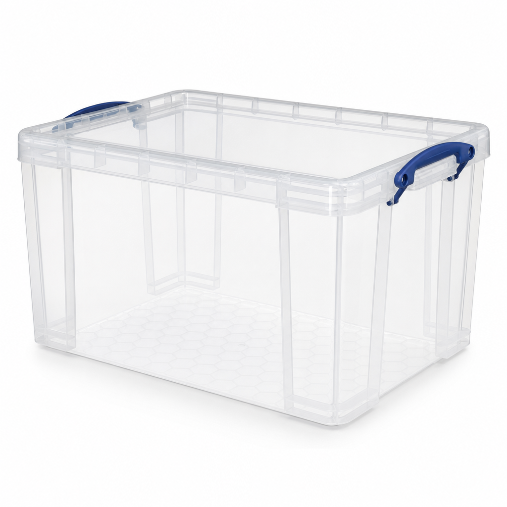 62 Litre Clear Nestable Clip Lock Storage Box