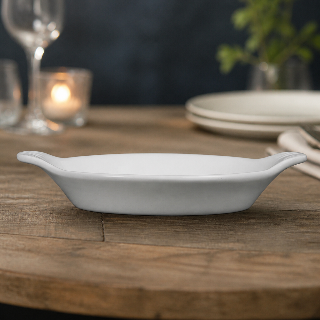 Commercial Round Eared Dishes 170 x 140mm Porcelain 6 Pack