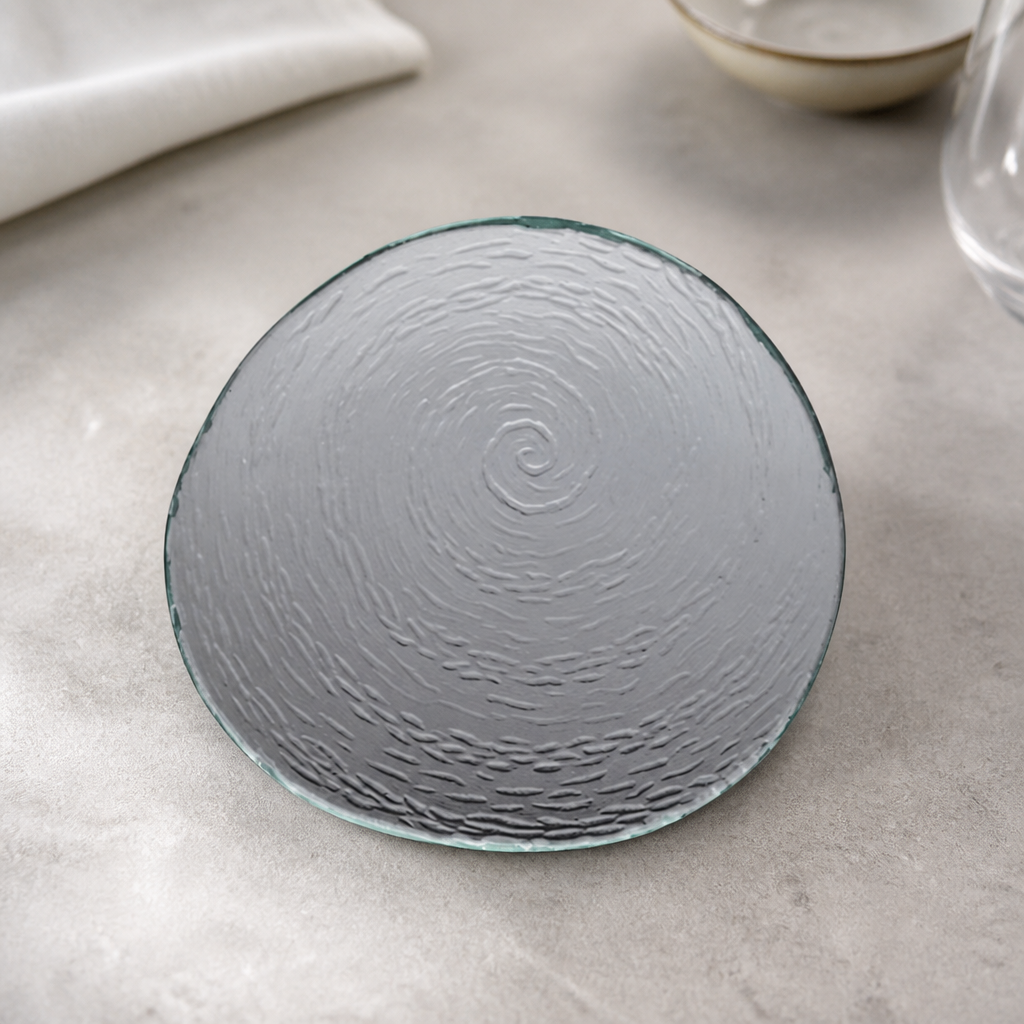 250mm Round Glass Platter - 12 Pack - Commercial Catering Supplies