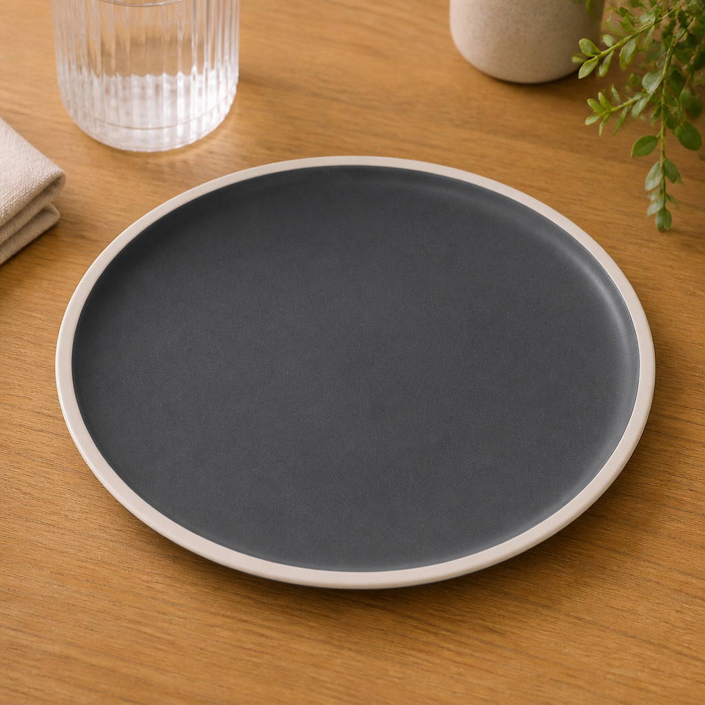 Commercial Charcoal Plates 240mm Vitrified Porcelain 6 Pack