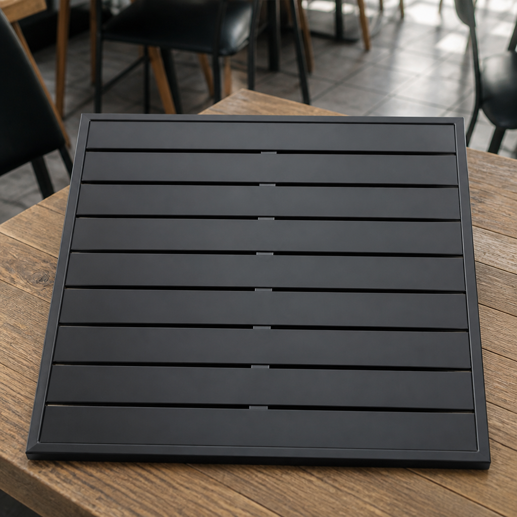 Commercial Aluminium Square Table Top 700mm Black