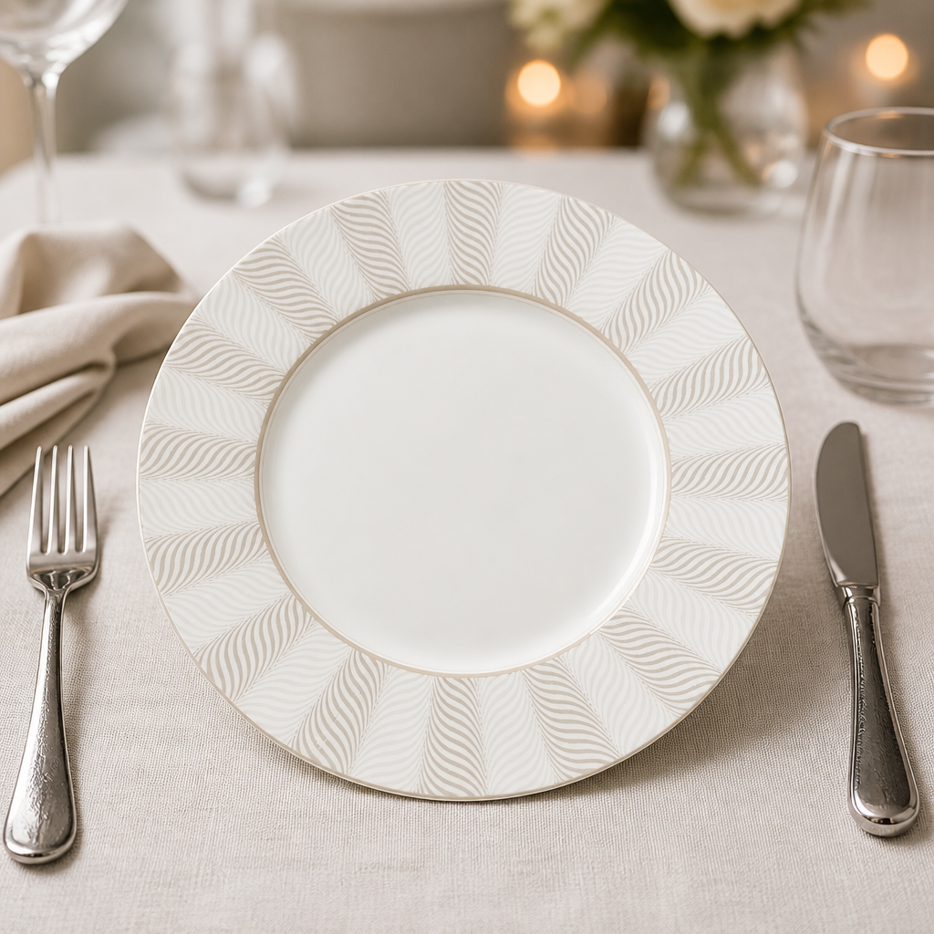 Set of 12 Classic Plates 220mm in taupe colour