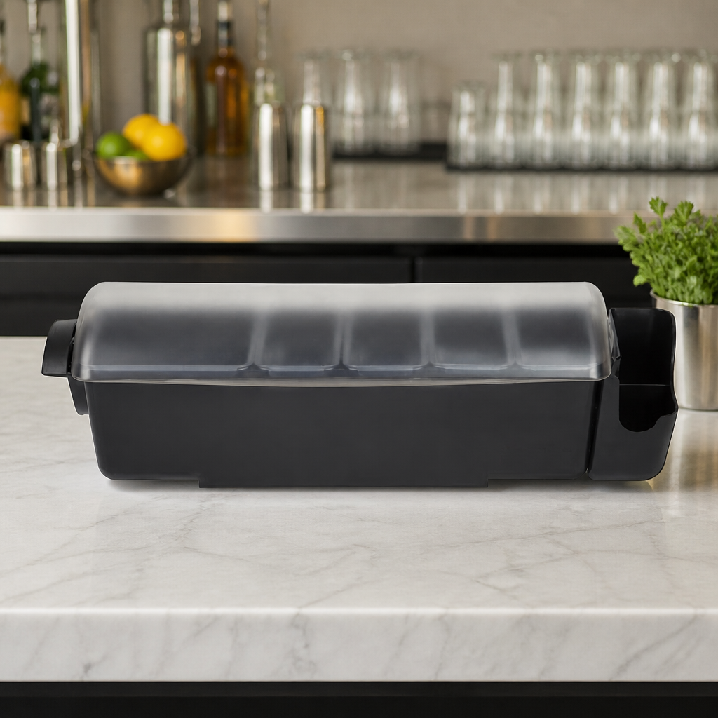 Commercial 5 Tray Dome Condiment Dispenser 4.4L Capacity Black