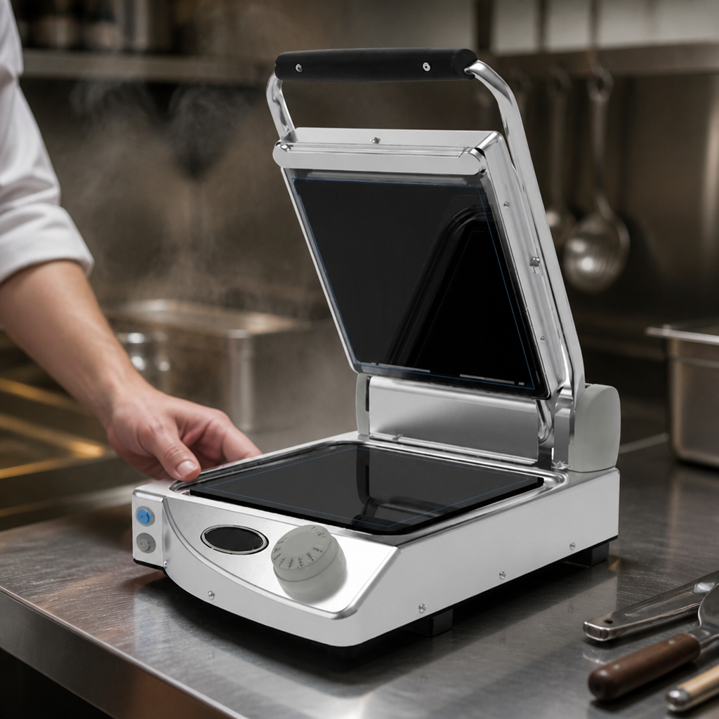 Single Smooth Contact Grill 40cm Commercial Panini Maker