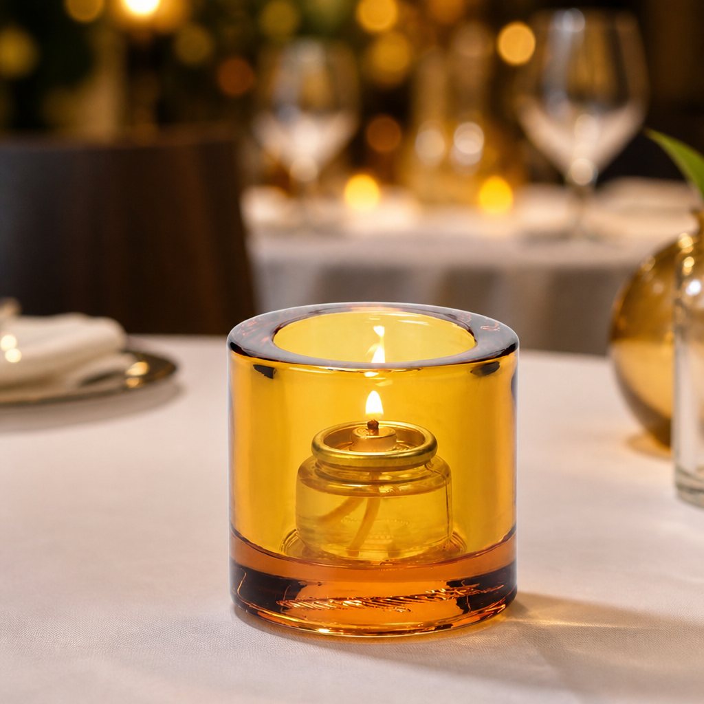 Commercial Amber Tealight Lamps 70mm for dining atmosphere