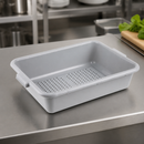 Commercial Perforated Storage Box 129mm High Grey Polypropylene