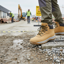 Premium Heavy Duty Nubuck Leather Hiker Safety Boot S1P HRO SRC with Slip-Resistant Outsole and Removable Insock
