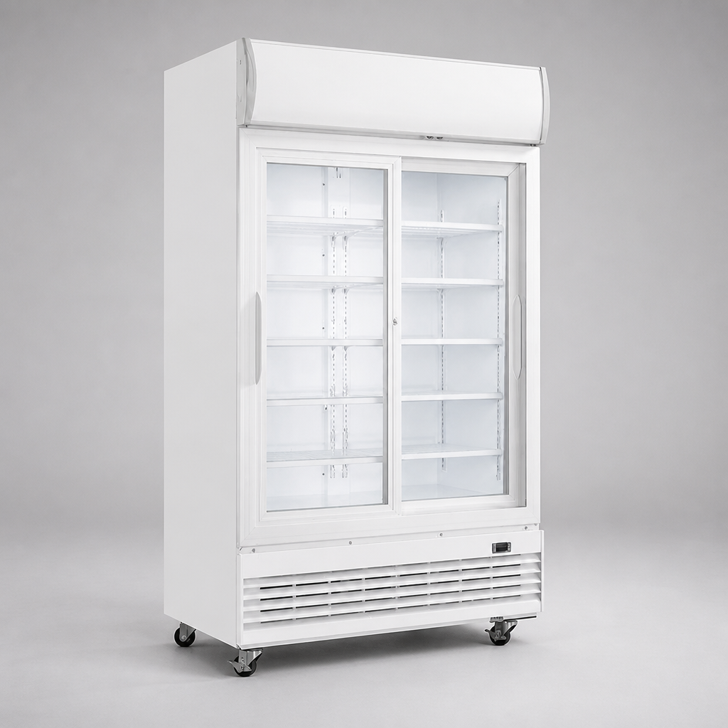 950L Commercial Upright Display Cooler with Sliding Doors