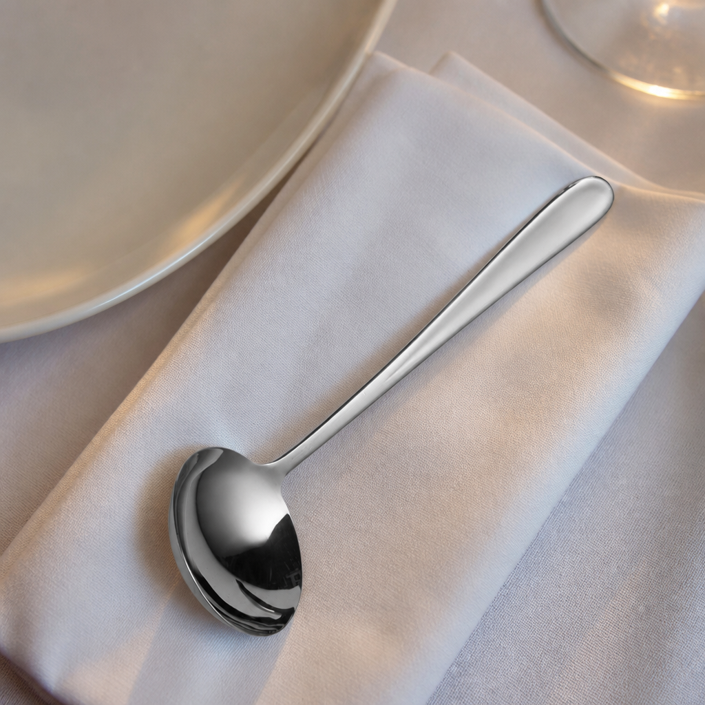 Pack of 12 stainless steel English soup spoons