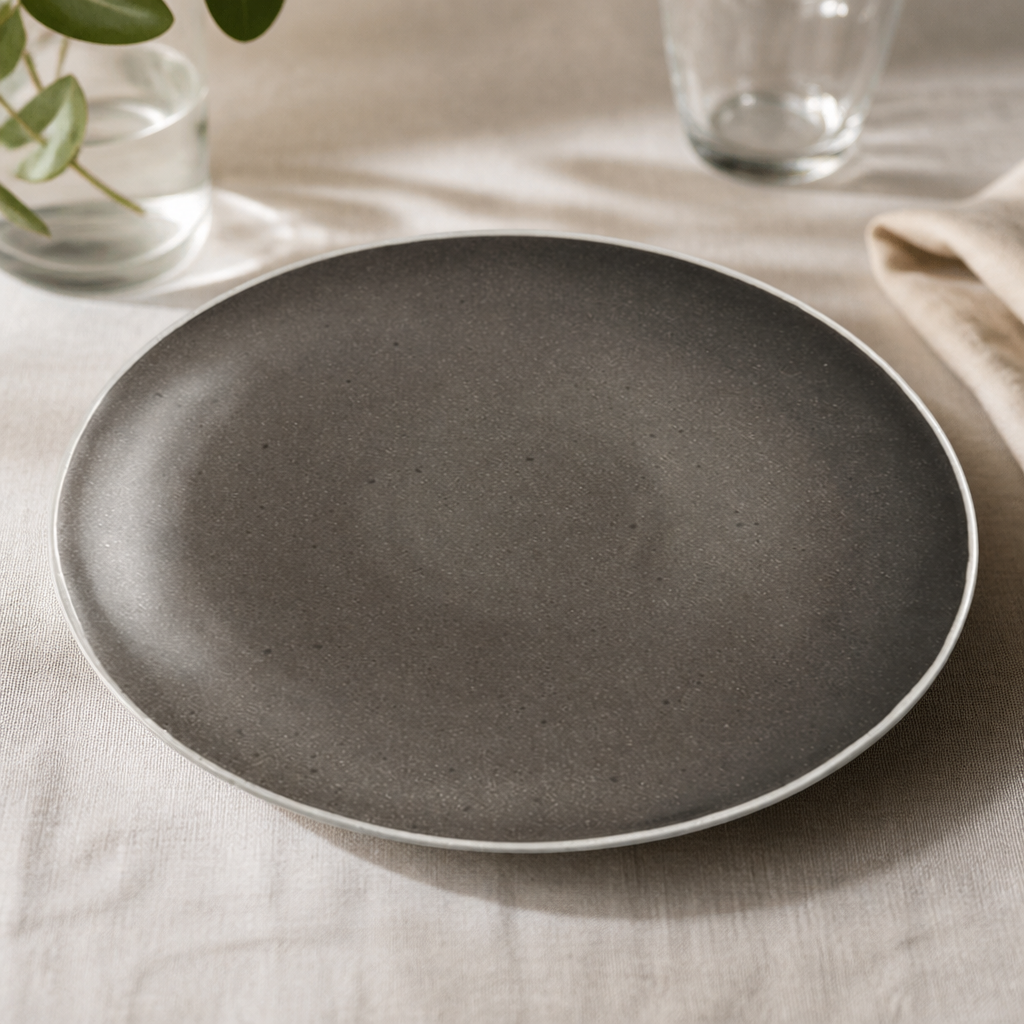 Commercial Chia Plates Charcoal 270mm - 6 Pack Porcelain