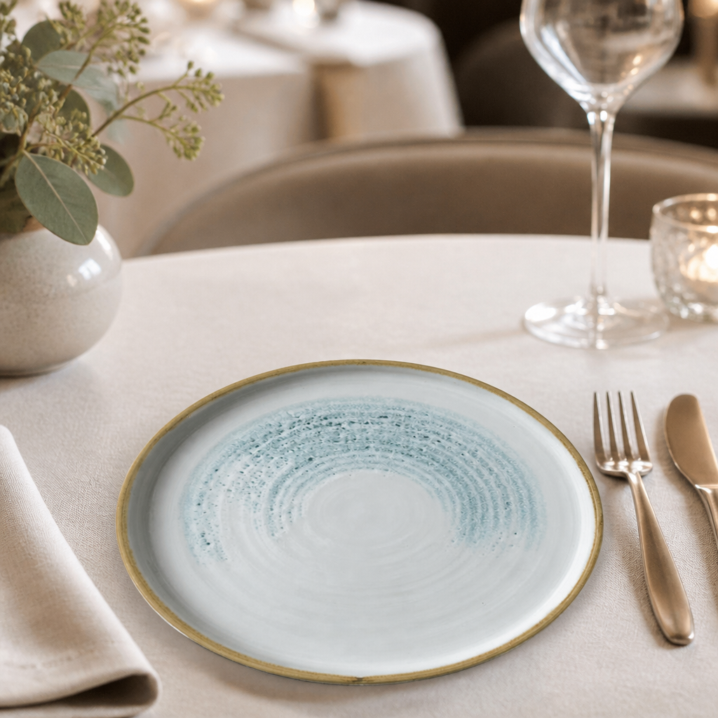 Commercial Aquamarine Walled Plates 220mm - 6 Pack