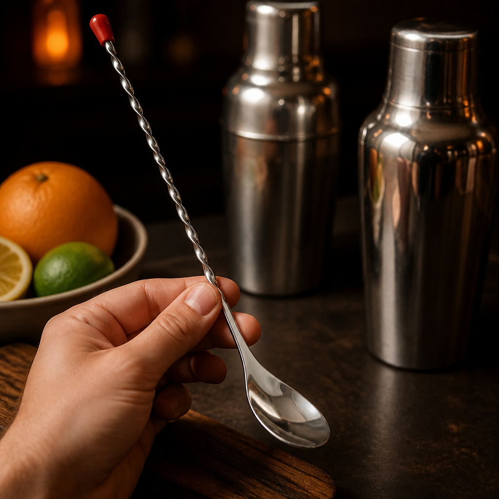 Commercial stainless steel cocktail spoon for bar mixing