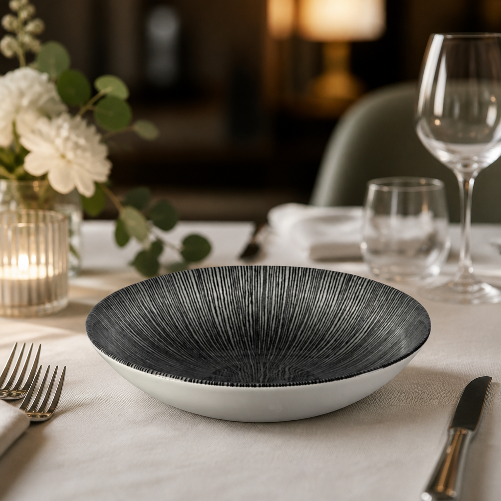 Commercial Coupe Bowls Black 182mm for Catering - 12 Pack