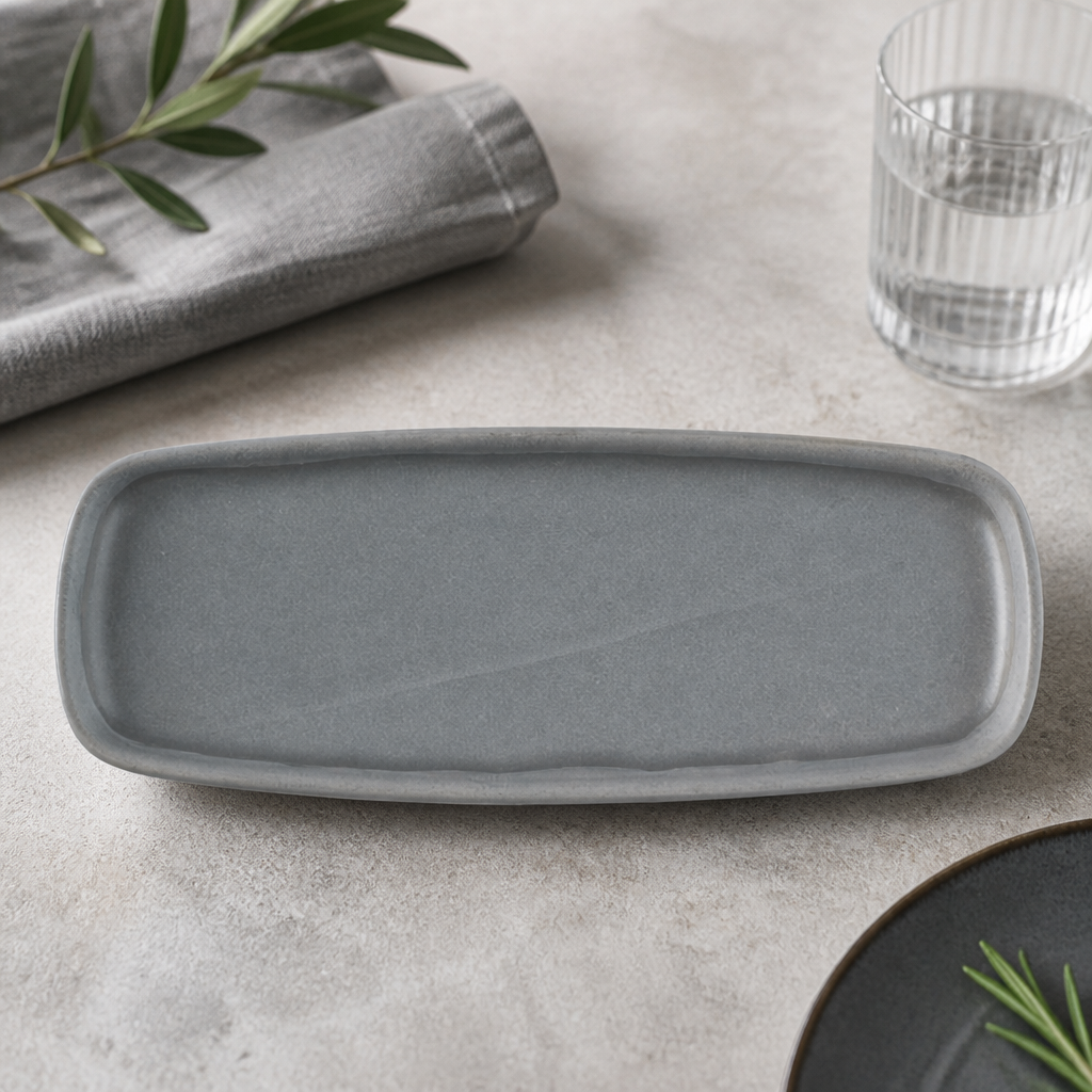 Commercial Oblong Plates 254x77mm Seattle Grey 6 Pack