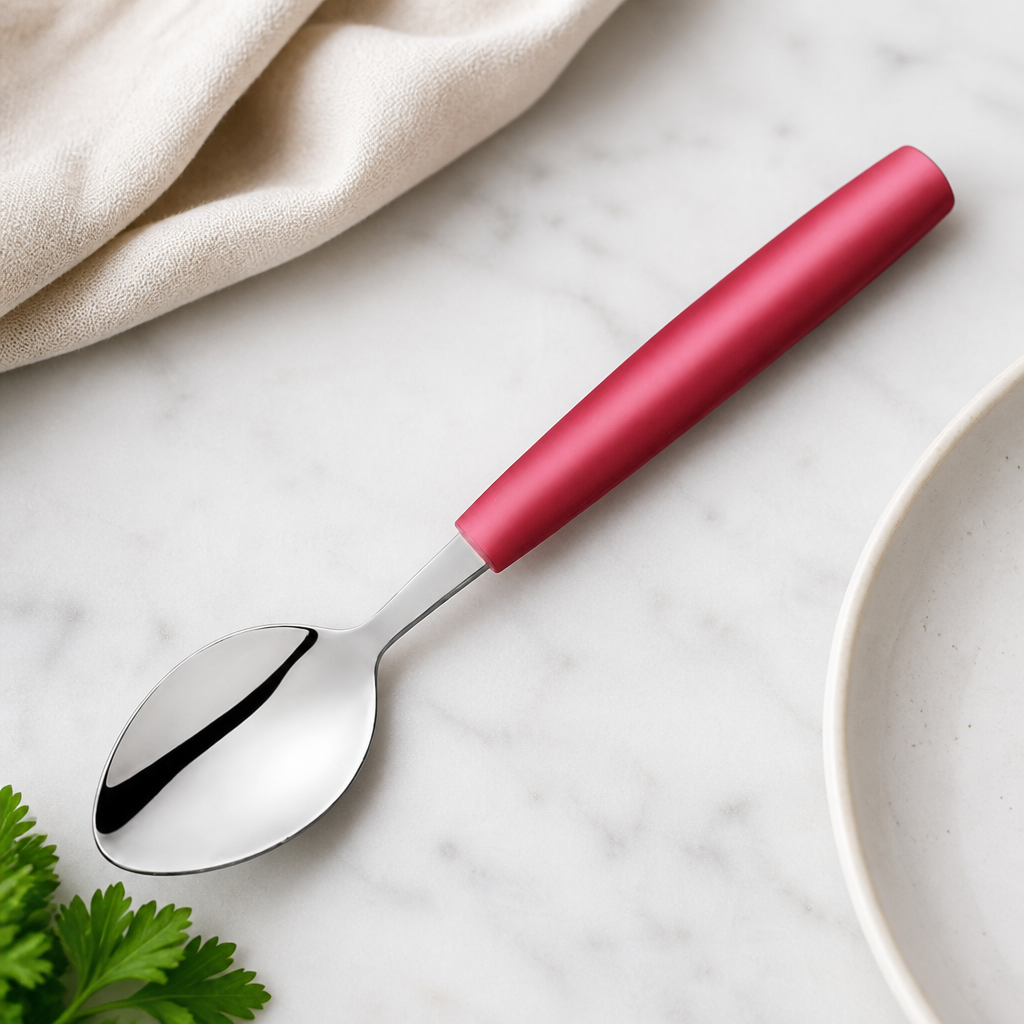 Commercial Stainless Steel Tablespoons Red Handles 12 Pack
