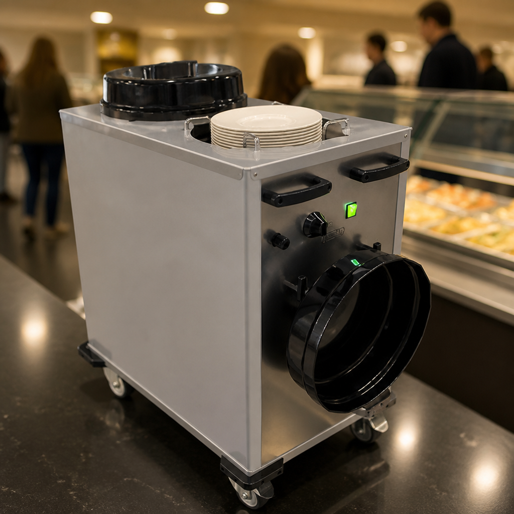Commercial heated plate dispenser for 150 plates