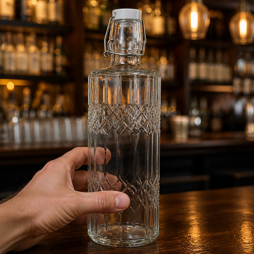 Commercial Glass Water Bottles 1Ltr Clear 6 Pack