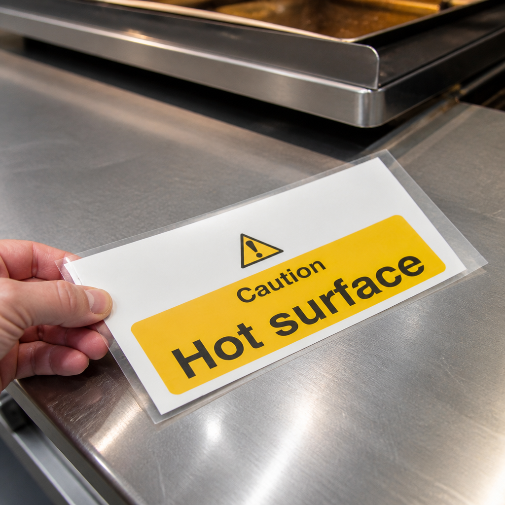 Commercial Hot Surface Warning Sign 100x200mm Vinyl