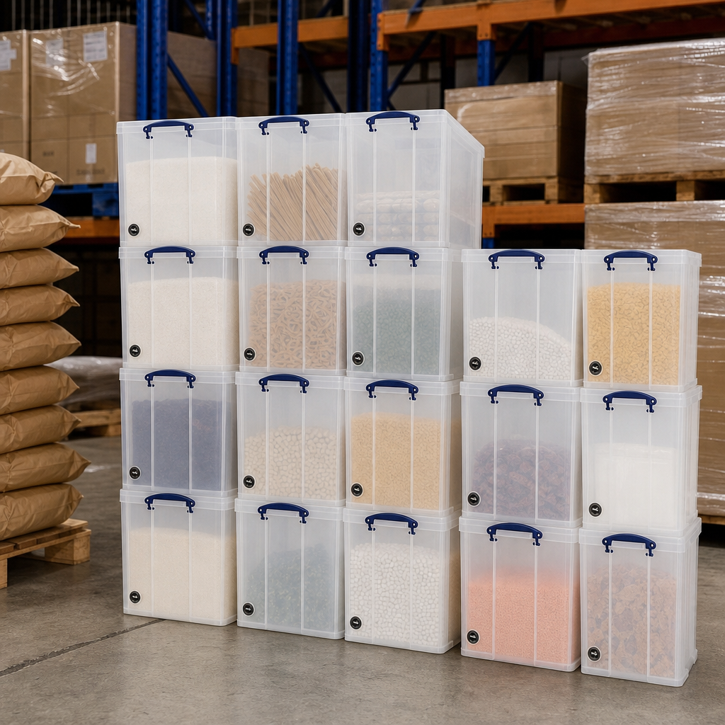 64 Litre Clear Clip Lock Storage Box with Pallet Base